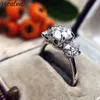 Vecalon Fashion Three Stone Ring 925 Sterling Silver Diamond Engagement Wedding Band Rings For Women Bridal Finger Sieraden Geschenk 240F