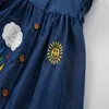 Robes de fille sautant les compteurs 2-7t Nouveau d'été robes robe animale brodée dinosaure photo de vêtements pour enfants bouton de vêtements mignons dressl2405