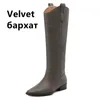 Boots Fedonas Autumn Winter Femmes Knee-High Talons épais Bureau Lady Elegant Chaussures Femme Basique Génétique Cuir Qualité 2024