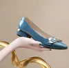 Buty swobodne wskazane palce ze średnim obcasami Dwajki Niebieskie obcasy Elegancki kwadratowy płytki kariera kobiet normalna skóra L.