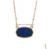 Pendant Necklaces Resin Oval Druzy Necklace Gold Color Chain Drusy Hexagon Style Luxury Designer Brand Fashion Jewelry For Drop Deli D Dhu37