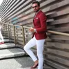 Trajes para hombres de rojo casual con pantalones blancos para la fiesta de bodas de novio pantalones de blazer