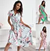 Casual Dresses Designer Dress Women's Summer New Fashion V-neck Lace up Printed Short Sleeve Long Dress Plus size Dresses