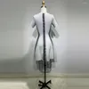 Robes de fête designer robe d'été optique illusion blanc noir manche courte mode jacquard jupe moelleuse décontractée mini une ligne