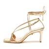 2024 Nouvelle mode à lacets hauts High Heels Women's Sandals Women Sandals Silver Gol