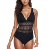 Jednoczęściowy koronkowy strój kąpielowy Kobiety Trendy Deep V szyja pusta stroje kąpielowe Summer Hawaiian Monokini Bikini Kąpiel Mujer 240508