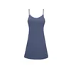 Lauicay yoga dunne riem jurk tennistanktops met borstkussen hoge elastische slanke fit ademende sportjurk
