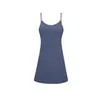 Lauicay Yoga Thin Strap Dress Tennis Tank Tops med bröstkudde Hög elastisk smal passformad sportklänning