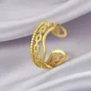 Anelli di nozze Skyrim Tre strati Wave Geometric Chain Anelli per donne Anello di dito aperto regolabile in acciaio inossidabile 2024 Gioielli di gioielli di moda