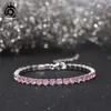 Orsa juveler glänsande rosa zirkontennisarmband 925 sterling silver 4mm aaaa cz justerbar för kvinnor party smycken sb193 240423