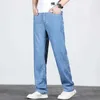 Heren jeans zomer dunne lyocell heren jeans ijs zijde draperen los zakelijk recht elastische casual jeans modebroek 42 44 46 j240507