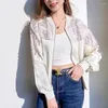 Damenjacken Frauen Mode Trasel Paillettenjacke Mudeln lässige Langarm Sonnenschutz Außenbekleidung Lady Basic Chic Baseball Kleidung