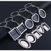 100pcs lot métal cadre photo kickchain coeur rond carré forme key chaîne bpple keyring diy logo pour les cadeaux d'amant cayrings 311b