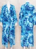 Stampa blu Kimono Beach Dress Sarongs Cover-Ups Swimwear Pareo Tunic Bareding Abita al bagnomaria Sasa De Praia Bikini Copertura Q1169