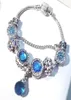 Modestil Charme Armband Blue Cat Eye Stone Frauen Europäische Charme Perlen Ozean Tropfen Dangle Pass