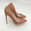 Tikicup Solid Kaki Brown Matte Women Peen Toe Stiletto Hoge Heels Slip On ol Dress Shoes Elegante Ladies Formele pompen 240429