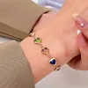 Bangle rétro classique coloré coeur coeur zircon Bracelet en métal perlé pour les femmes Nouveau bracelet de tennis à la mode