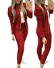 Pantalons de deux pièces pour femmes Set Femmes survêtement Vêtements d'automne à plaid Patchwork Sweatshirt Sweet Top et Sports Jogging Costumes