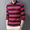 2024 Streifenmänner Polo Shirt Baumwolle Langarm Business Herbst T -Shirt Casual Male Drop 240507
