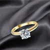 Hoogwaardige groothandel 14k 18K GOUD Simple Classic vier tanden elegante damesringen Moissanite sieraden aangepaste liefdesgeschenk