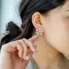 Boucles d'oreilles GLOD COULEUR COULDS SALL BIENDRES Tempérament de luxe Tempérament de fleur rose Zircon pour la mode des femmes