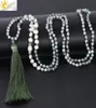 CSJA Irregular Pearl Beaded Necklace Mature Women Glass Crystal Beads Knot Rope Chain Necklaces Long Tassel Party Dress Jewelry S03928366