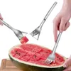 2IN1 Watermelon Cutter ze stali nierdzewnej Slicer Slicker Watermeton Cour Tong Watermenlon Cut narzędzie z widelcem 240508