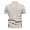 Camisetas masculinas 2024 Nova fita de fita de verão camisa polo respirável Brand de alta qualidade textura de textura pólo j240506