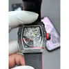 Skeleto Automatic Red Mens Watchba Watch Watch completamente RM035 RM35-02 orologi Tourbillon Designer Movem Devils Flywheel Superclone Mechanical 9048