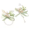 Dekorativa blommor 2 datorer brudtillbehör prom kostym blommor armband manual romantisk corsage brudtärna