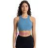 Designer Tops Sexy LUL Women Yoga Underwear Vertical Rib 20 High Neck Elastic Skincare Sports with Chest Cushion Strength Shockproof and Upholding