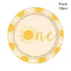 Disposable Dinnerware 1 set of Bohemian Sun disposable tableware cardboard banners for Suns first birthday party decoration gift bag supply Q240507