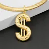 Boucles d'oreilles de collier Ensemble et pendentif pour le cuivre de Wome Dollar 24k Stale plaqué Hip Hop Bijoux Hip Hop Party