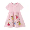 Robes de fille sautant mètres roses filles robes de fête de fée broderie d'anniversaire de mode enfants de Nouvel An vêtements enfants robes d'été costumel2405