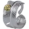 Band Rings Bocai Real S925 Silver smycken Tillbehör Fashion New Gold Dot Feather Mens and Womens Rings Vackra födelsedagspresent J240508