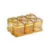 Opslagflessen 6 in 1 potvak met deksel goud luxe huishoudelijke keuken combinatie kruiden benodigdheden zoutflessen doos y8h3
