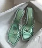 ELEAGNT merk vrouwen indiya sandalen schoenen vierkant teen nappa lederen harten kristal muilezel slanke geknoopte riemen dames hoge hakken jurk schoen EU35-43 met doos