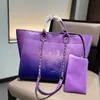 Luxury Beach Tote Bag Women's Silver Chain Strap Large Capacity Resort Shoulder Bag Designer Women's Gradient Leather Beach Shopping Bag 050824-11111