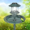 Other Bird Supplies 42" H Plastic Round Bath With Solar Light & Sturdy Base For Outdoor Garden