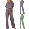 Jumpsuits für Frauen, die Rolbert Batwing Sle Elegant Overall Womens Modes Mody Color Pee Up kurzschlitten Jumpsuit schlanker Taille Pantis D240507