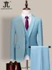 14 Kleur M-6xl Jacket Vestpants High-End Brand Formele Business Mens Suit driedelige bruidegom trouwjurk solide kleurenpak 240507