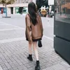 Cuero para mujeres primavera otoño otoño fresco chaqueta de bombardero marrón de gran tamaño para mujeres diseñador de calle unisex ropa 2024