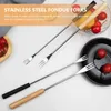 Geschirrsets 6 PCs Schokoladen Fondue Fork -Werkzeuge exquisite Gabeln Eis Obst Edelstahl Holzgriff Käse