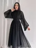 Vêtements ethniques Eid Muslim Party Robe for Women Jalabiya Abaya Ramadan Long Robes Abayas Femme solide plissée vestidos robe caftan 2024