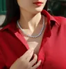 Feiner Schmuck S Sterling Sier Halskette Full Diamond Mossanit Choker Tenniskette für Frauen