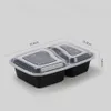 Tek kullanımlık yemek takımı 20pcs 1000ml Tek Kullanımlık Yemek Hazırlık Konteyneri 2/3 Şirket Gıda Depolama Kutusu Mikrodalga Güvenlik Kemeri Kapağı Öğle Yemeği Q240507