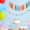 Decorative Figurines 2 Pcs Pastel Rainbow Tassel Garland Colorful Wall Hanging Decoration With Wood Beads Banner For Kids Party Supplies