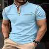 Nya poloshirts för män avslappnad fast färg Slim Fit Tops Cotton Polyester Kort ärm Polo T-shirt Anti-Pilling Golf Shirt Design Men Performance High End Quality