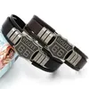 Bangle New Trendy American Route 66 Druckmuster Armband Herren Armband Metall mehrschichtiger Lederarmband Accessoires Party Schmuck J240508