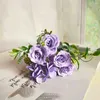 Decorative Flowers Artificial Bouquet Rose Pink Silk Peony Flower Bride Wedding Home Decoration Fake